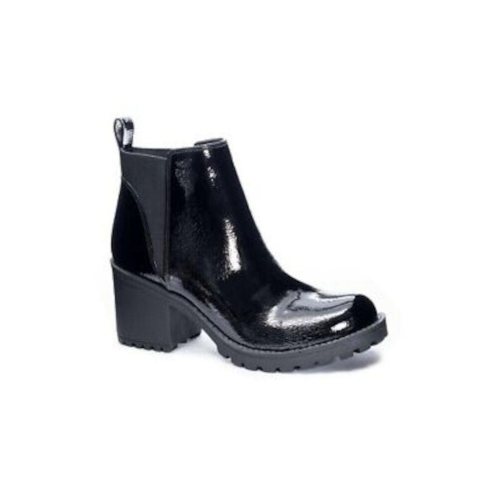 CHINESE LAUNDRY Womens Black Pull Tab Lido Toe Block Heel Slip On Booties 8.5